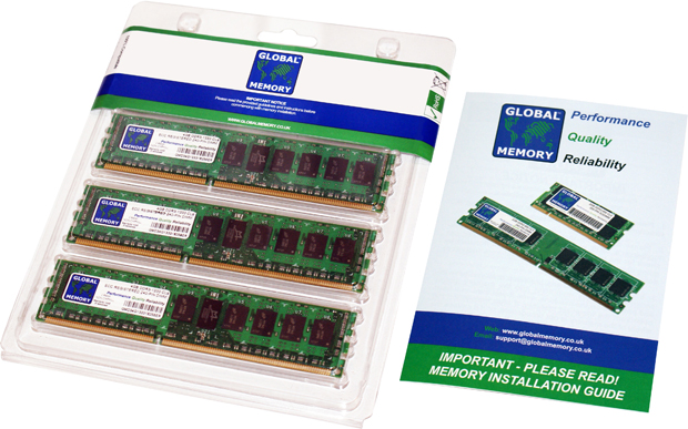 12GB (3 x 4GB) DDR3 800MHz PC3-6400 240-PIN ECC REGISTERED DIMM (RDIMM) MEMORY RAM KIT FOR IBM SERVERS/WORKSTATIONS (6 RANK KIT NON-CHIPKILL)